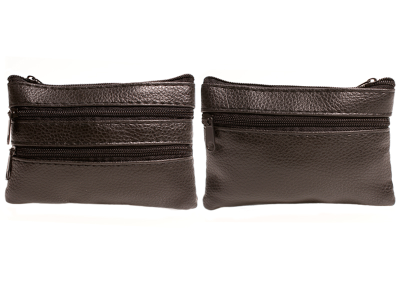 (image for) 1506 BLACK Grained PU Purse with 4 Zips & Keyring
